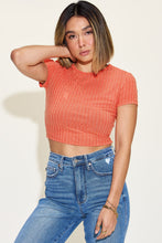 Carregar imagem no visualizador da galeria, Basic Bae Solid Color Short Sleeve Cropped Ribbed Knit T-Shirt
