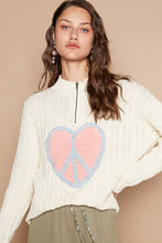 Ladda upp bild till gallerivisning, POL Peace Patch Dropped Shoulder Cable-Knit Sweater
