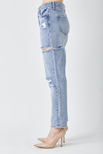 Load image into Gallery viewer, RISEN Distressed Slim Cropped Blue Denim Jeans
