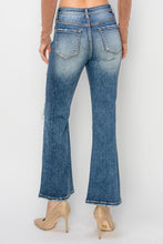 Carregar imagem no visualizador da galeria, Risen Distressed Ankle Flare Blue Washed Denim Jeans
