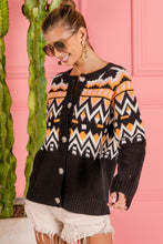 Cargar imagen en el visor de la galería, BiBi Ethnic Pattern Button Down Knit Cardigan
