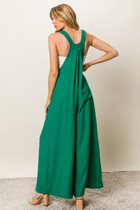 BiBi Jade Green Wide Leg Textured Jumpsuit