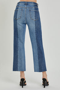 RISEN Mid Rise Two Tone Blue Denim Jeans