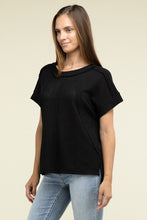 Load image into Gallery viewer, Zenana Brushed Waffle Exposed Seam Short Sleeve Top
