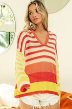 Carica l&#39;immagine nel visualizzatore di Gallery, BiBi Striped Color Block Hooded Knit Top
