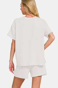 Zenana Rib Short Sleeve T-Shirt and Shorts Loungewear Set