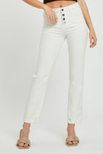 Load image into Gallery viewer, RISEN Mid Rise Tummy Control White Denim Straight Leg Jeans
