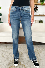 Load image into Gallery viewer, Judy Blue Mid Rise Released Hem Blue Denim Jeans
