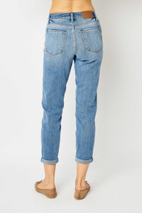 Judy Blue Cuffed Hem Blue Denim Skinny Jeans