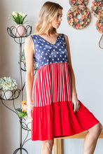 Load image into Gallery viewer, Heimish Full Size US Flag Theme Contrast Tank Dress
