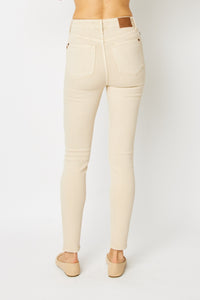 Judy Blue Tummy Control Garment Dyed Bone White Denim Skinny Jeans