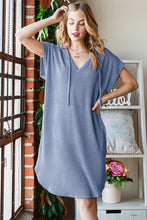 Cargar imagen en el visor de la galería, Heimish Hooded Shirt Style Ribbed Knit Dress
