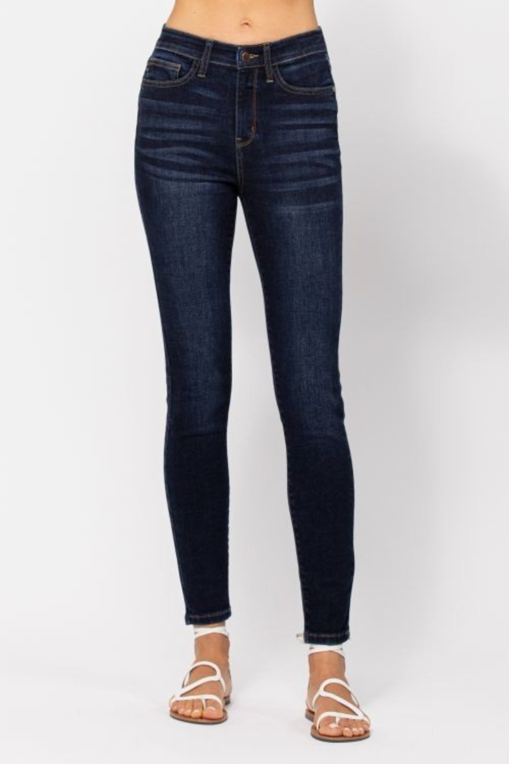 Judy Blue Hand Sanded Dark Blue Denim Skinny Jeans