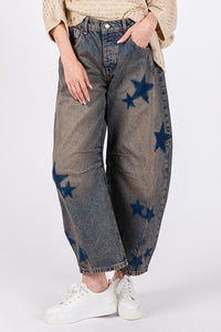 SAGE + FIG Blue Star Washed Denim Wide Leg Jeans