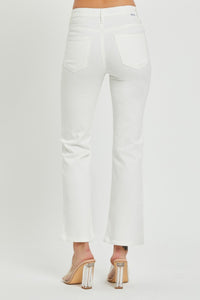 RISEN Mid Rise White Denim Bootcut Jeans