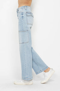 Judy Blue Straight Leg Light Blue Denim Cargo Jeans