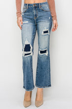 Load image into Gallery viewer, Risen Distressed Ankle Flare Blue Washed Denim Jeans
