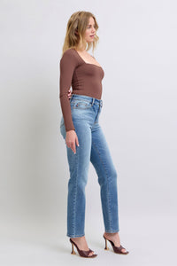 Judy Blue Wash Thermal Wash Straight Leg Blue Denim Jeans