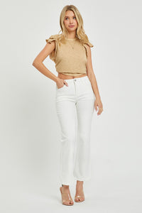 RISEN Mid Rise White Denim Bootcut Jeans