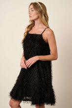 Carregar imagem no visualizador da galeria, Mittoshop Black Feather Ruffle Hem Mini Cami Dress
