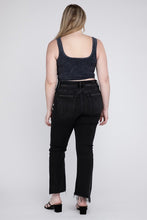 Load image into Gallery viewer, Vervet Black Plus Size High Waisted Chewed Raw Hem Flared Leg Denim Jeans
