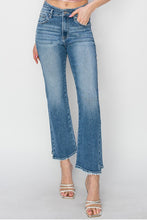 Load image into Gallery viewer, RISEN Raw Hem Blue Denim Straight Leg Jeans
