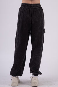 VERY J Black Washed Gauze Woven Jogger Pants