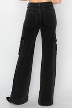 Ladda upp bild till gallerivisning, Risen Black Denim Wide Leg Cargo Jeans
