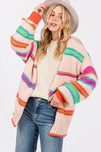 Carregar imagem no visualizador da galeria, SAGE + FIG Rainbow Striped Open Front Knit Cardigan
