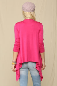 Celeste Fuchsia Open Front Knit Cardigan