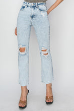 Ladda upp bild till gallerivisning, RISEN High Waisted Distressed Blue Acid Washed Denim Jeans
