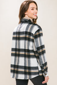 Love Tree Black White Plaid Button Down Shacket