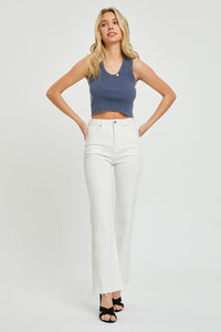 RISEN Tummy Control White Demin Straight Leg Jeans