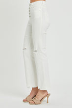 Load image into Gallery viewer, RISEN High Rise Button Fly White Denim Straight Leg Jeans
