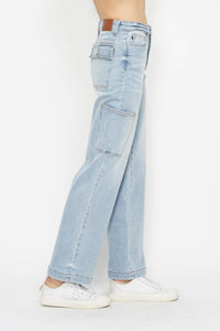 Judy Blue Straight Leg Light Blue Denim Cargo Jeans