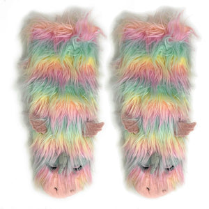 Funky Unicorn Women's Cozy Sherpa Non Skid Slipper Socks