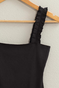 HYFVE Frilly Strap Ribbed Knit Bodysuit