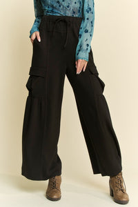 Davi & Dani Black Wide Leg Cargo Pants