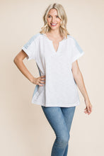 Load image into Gallery viewer, Cotton Bleu by Nu Lab Striped Contrast Short Sleeve Top
