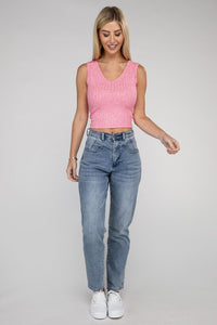 Zenana Cropped Ribbed Knit Tank Top