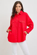 Ladda upp bild till gallerivisning, RISEN Button Down Long Sleeve Red Denim Shacket
