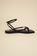 Load image into Gallery viewer, Top Moda Black Strappy Flat Sandals
