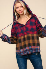 Ladda upp bild till gallerivisning, Haptics Plaid Edge Cut Detail Hooded Top
