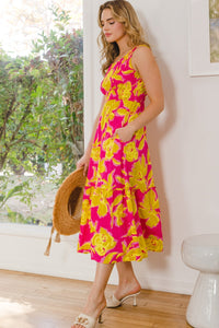 ODDI Floral Smocked Midi Dress