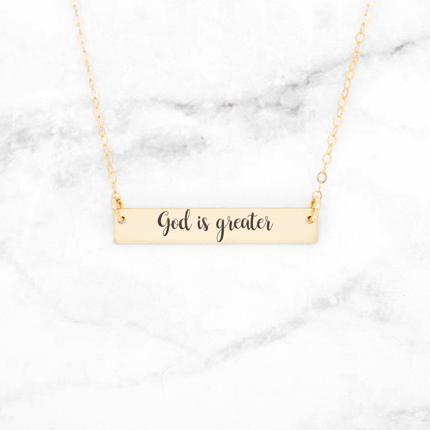 God Is Greater Personalized Quote Bar Necklace