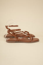 Load image into Gallery viewer, Top Moda Black Strappy Flat Sandals
