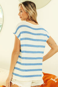 BiBi Striped Short Sleeve Knit Top