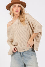 Ladda upp bild till gallerivisning, SAGE + FIG Distressed Asymmetrical Open Stitch Sweater
