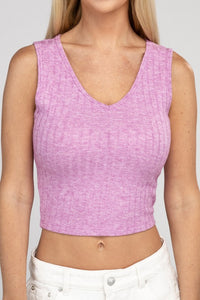 Zenana Cropped Ribbed Knit Tank Top