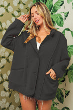 Carregar imagem no visualizador da galeria, BiBi Black Single-Breasted Washed Fleece Jacket
